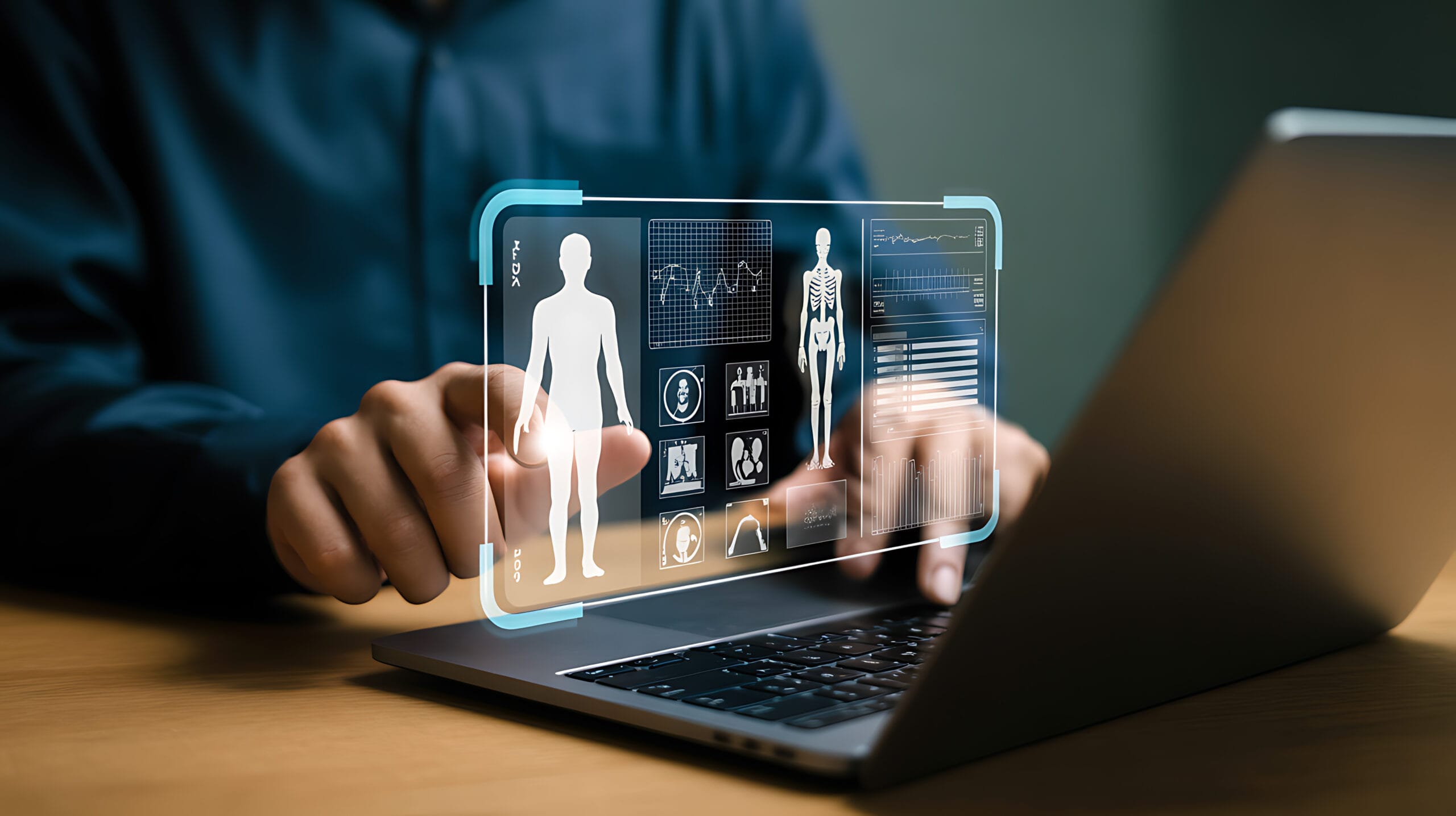 digital-health-interface-man-interacting-with-human-body-data-laptop
